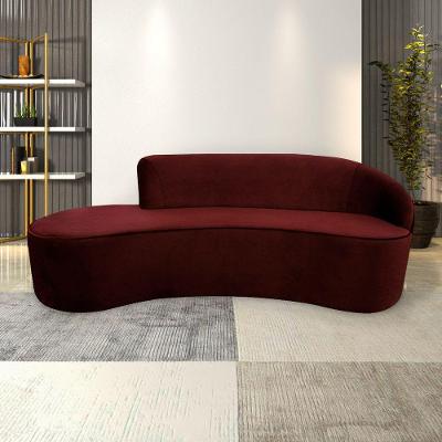 Sofá Decorativo 3 Lugares 210Cm Abby Encosto Direito Curvo Veludo Vinho G15 - Gran Belo
