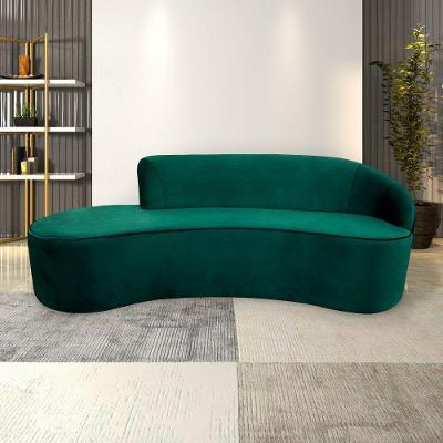 Sofá Decorativo 3 Lugares 210Cm Abby Encosto Direito Curvo Veludo Verde G15 - Gran Belo