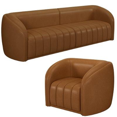 Sofá Decorativo 4 Lugares 332cm E Poltrona Meris M22 Sintético Caramelo - Mpozenato