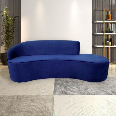 Sofá Decorativo 3 Lugares 210Cm Abby Encosto Esquerdo Curvo Veludo Azul Marinho G15 - Gran Belo