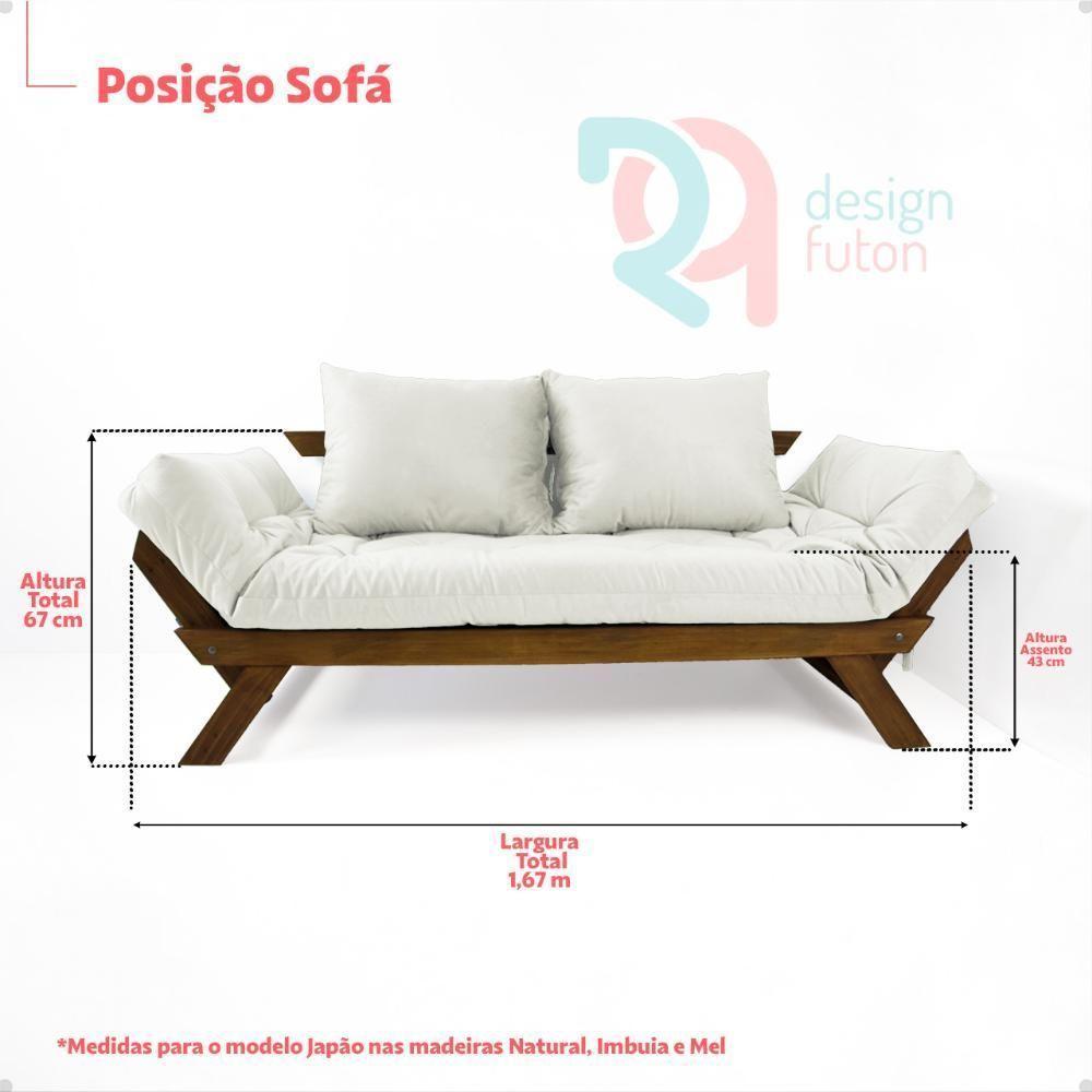Sofá Japão Futon Acquablock Azul Royal Madeira Cor Mel - 6