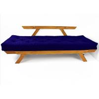 Sofá Japão Futon Acquablock Azul Royal Madeira Cor Mel