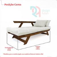 Sofá Japão Futon Acquablock Azul Royal Madeira Cor Mel - 1