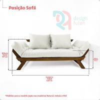 Sofá Japão Futon Acquablock Azul Royal Madeira Cor Mel - 2