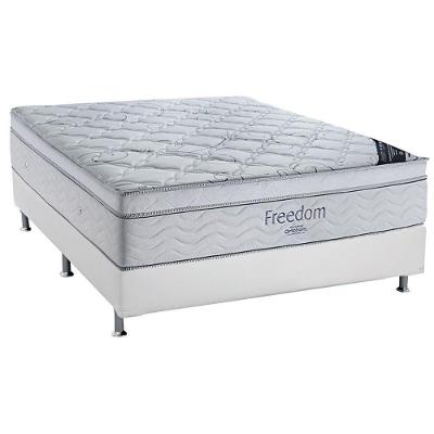 Cama Box Casal: Colchão Molas Ensacadas Ortobom SuperPocket Freedom Visco + Base CRC Courano White(138x188)