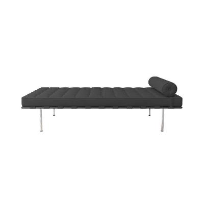 Couch Barcelona Inox Em Couro Natural Preto Cor Preto