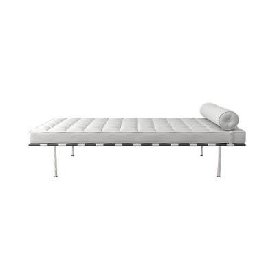 Couch Barcelona Cromado Em Couro Natural Branco Cor Branco