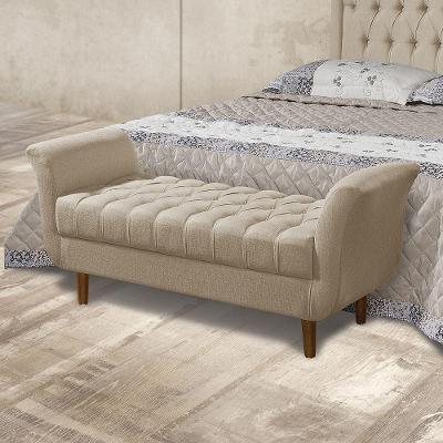 Divan Barcelona 1,30 Linho Bege Claro Grupo 1- 1/24 - Atraente Móveis - Cor: Bege