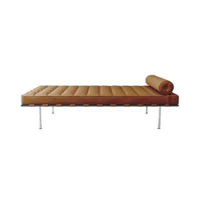 Couch Barcelona Inox Em Couro Natural Caramelo Cor Amarelo