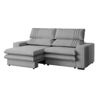 Sofá 2 Lugares Retrátil Noruega 230 Cm Veludo Pés Tabaco - D'rossi Cor Cinza