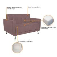 Sofá 2 Lugares Beny Linho - Amarena Móveis Cor Rosê - 3