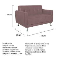 Sofá 2 Lugares Beny Linho - Amarena Móveis Cor Rosê - 6