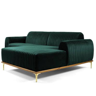 Sofá 4 Lugares com Chaise Base de Madeira Euro 265 Cm Verde