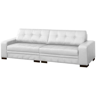 Sofá 4 Lugares 280cm Milano Couro Branco Fosco Gran Belo