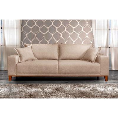 Sofá Fixo Argos 3 Lugares Luxo 200cm Castellar Móbile Bege Claro