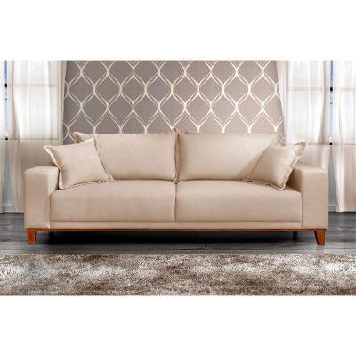 Sofá Fixo Argos 3 Lugares Luxo 200cm Castellar Móbile Bege Claro