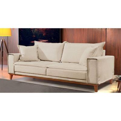 Sofá Fixo Aquiles 3 Lugares Luxo 180cm Castellar Móbile Bege Claro