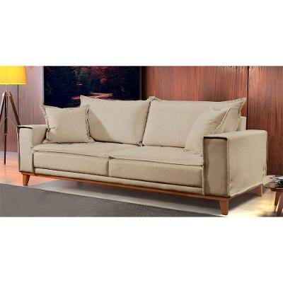 Sofá Fixo Aquiles 3 Lugares Luxo 180cm Castellar Móbile Bege