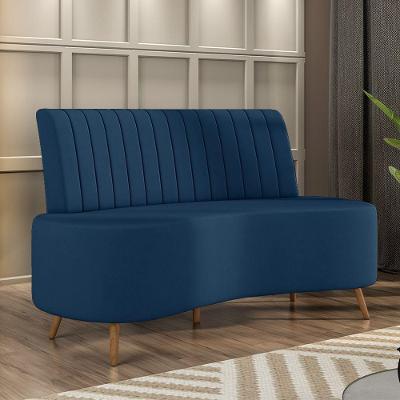 Sofá Living Decorativo 2 Lugares 1,60m Katara Azul Veludo G33 - Gran Belo