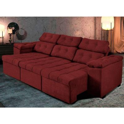 Sofá Italia 210cm Retrátil Reclinável Suede Vermelho – Ws
