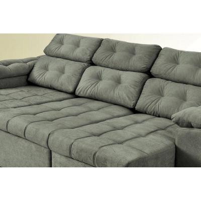 Sofá Italia 210cm Retrátil Reclinável Suede Cinza – Ws