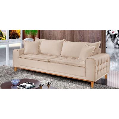 Sofá Fixo Orfeu 3 Lugares Luxo 180cm Castellar Móbile Bege Claro