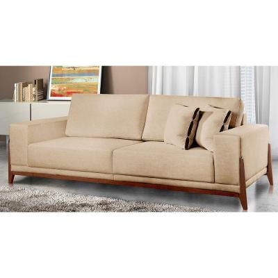 Sofá Fixo Magnus 3 Lugares Luxo 210cm Castellar Móbile Bege