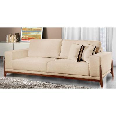 Sofá Fixo Magnus 3 Lugares Luxo 210cm Castellar Móbile Bege Claro
