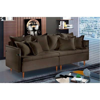 Sofá Fixo Atlas 3 Lugares Luxo 200cm Castellar Móbile Chumbo