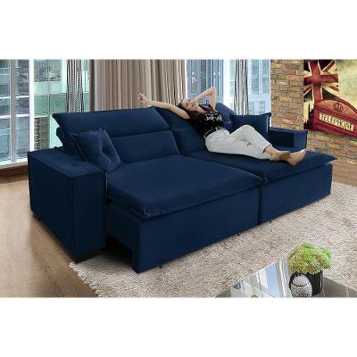 Sofá Londres 2.70m Retrátil E Reclinável Pillow Top - Azul