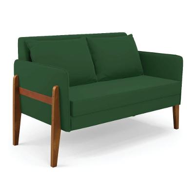 Sofá Namoradeira Lana Veludo Verde Base De Madeira - D'rossi