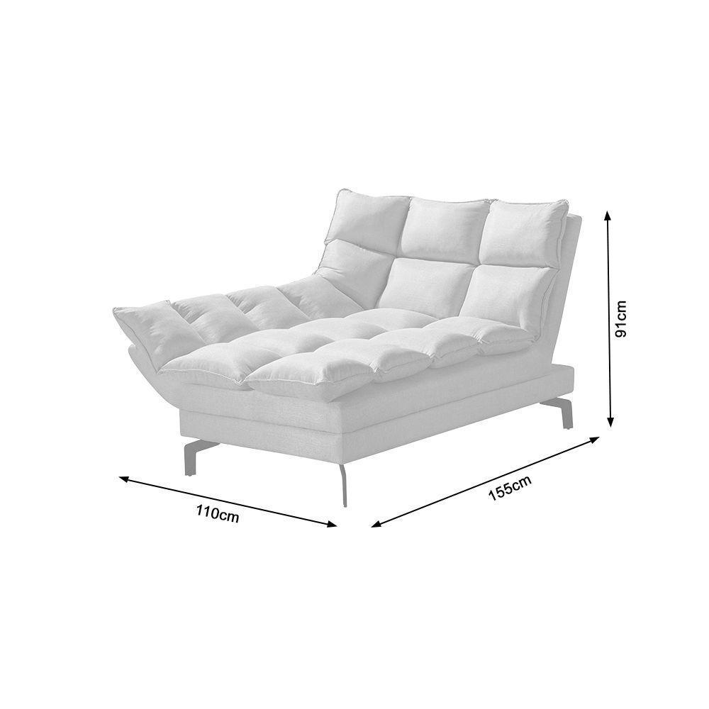 Chaise Um Braço Lado Direito Luxor Pés De Aço Preto 1,10M Veludo Azul Marinho - Cor: Azul Marinho - 2