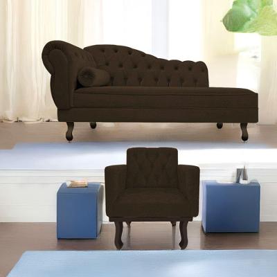Kit Diva Recamier Diana 185Cm Lado Direito E 01 Poltrona Classic Corano - Doce Sonho Móveis Marrom