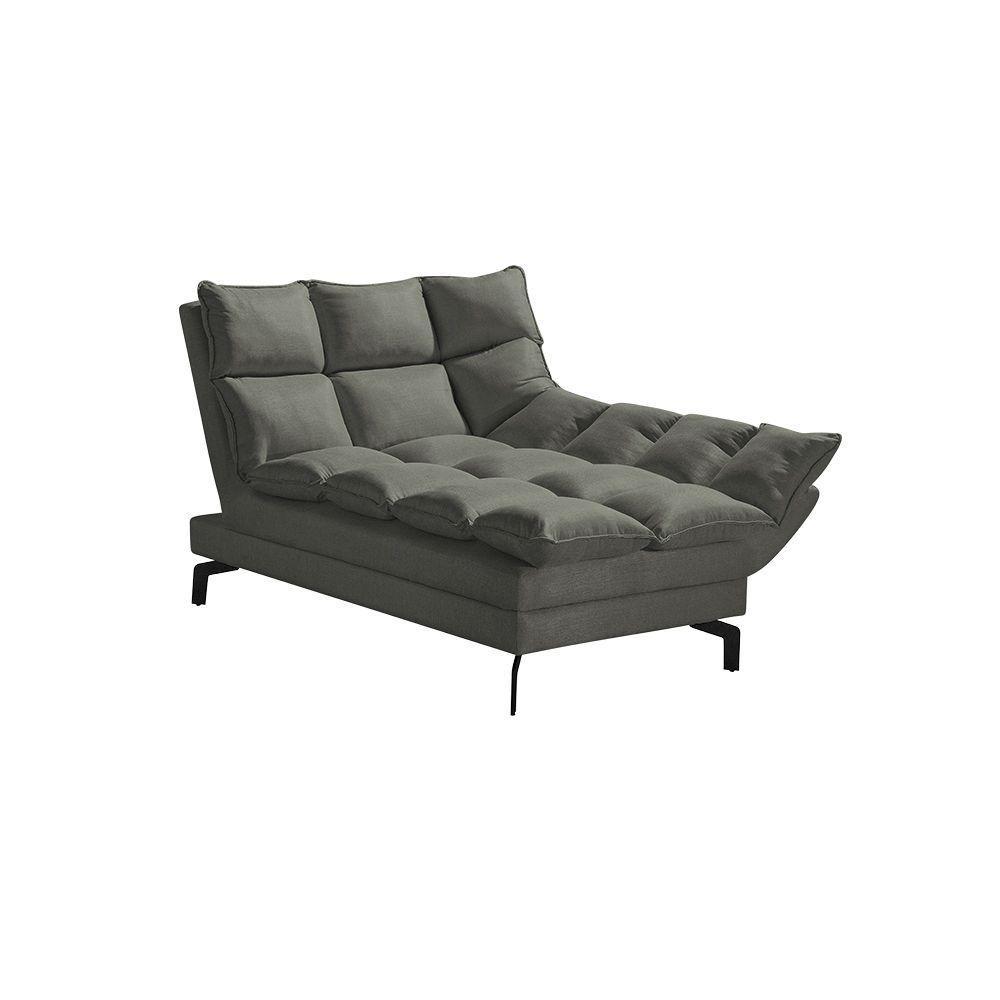 Chaise Um Braço Lado Esquerdo Luxor Pés De Aço Preto 86Cm Veludo Cinza - Cor: Cinza - 1