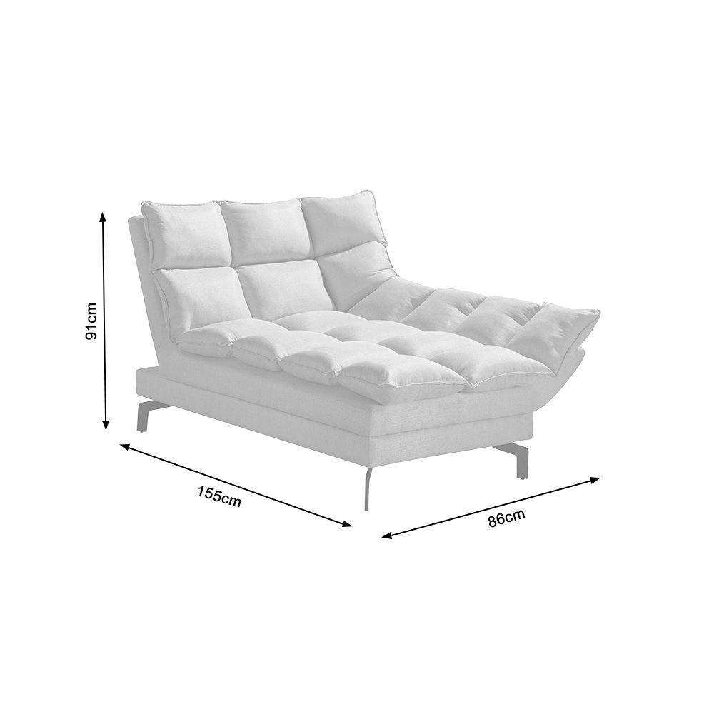 Chaise Um Braço Lado Esquerdo Luxor Pés De Aço Preto 86Cm Veludo Cinza - Cor: Cinza - 2