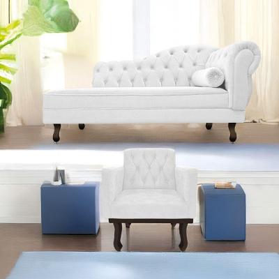 Kit Diva Recamier Diana 185Cm Lado Esquerdo E 01 Poltrona Classic Corano - Doce Sonho Móveis Branco