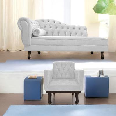 Kit Diva Recamier Diana 185Cm Lado Direito E 01 Poltrona Classic Suede - Doce Sonho Móveis Branco