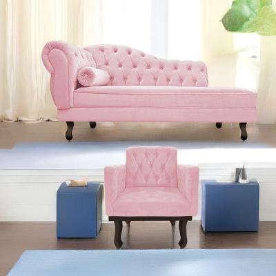 Kit Diva Recamier Diana 185Cm Lado Direito E 01 Poltrona Classic Suede - Doce Sonho Móveis Rosa Bebê