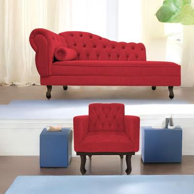 Kit Diva Recamier Diana 185Cm Lado Direito E 01 Poltrona Classic Suede - Doce Sonho Móveis Vermelho