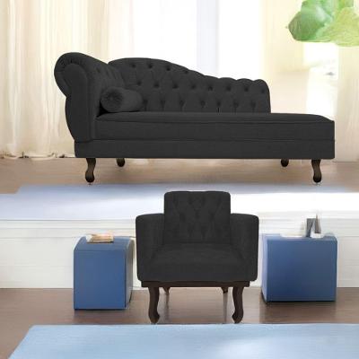 Kit Diva Recamier Diana 185Cm Lado Direito E 01 Poltrona Classic Corano - Doce Sonho Móveis Preto