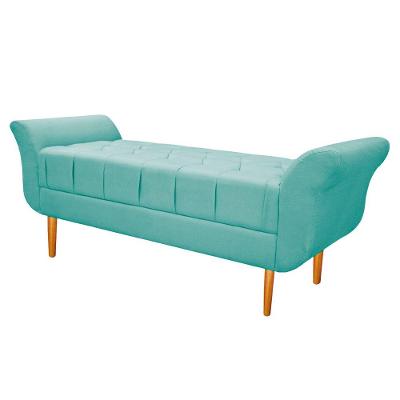 Recamier Estofado Ari 160cm Queen Size Suede Azul Tiffany