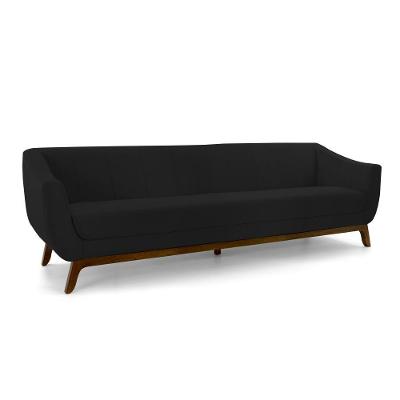 Sofá 3 Lugares Boomer 210cm Corano Preto Gran Belo