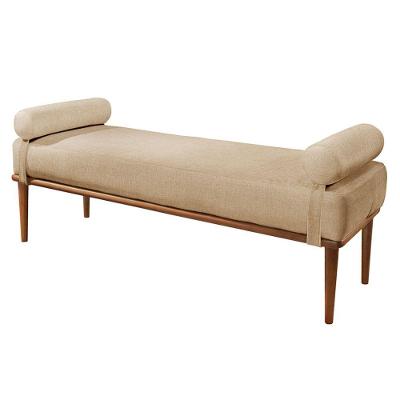 Recamier Puff Berlim Luxo Base Em Madeira Maciça Castellar Móbile Bege
