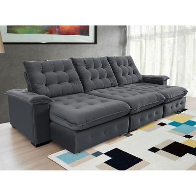 Sofá Coliseu 3.10m Retrátil E Reclinável Super Pillow - Chumbo