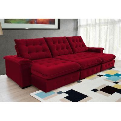 Sofá Coliseu 3.40m Retrátil E Reclinável Super Pillow - Vinho