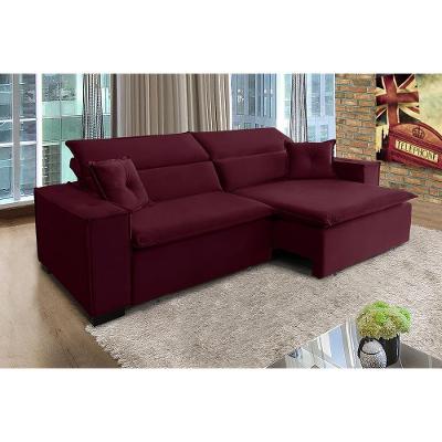 Sofá Londres 2.70m Retrátil E Reclinável Pillow Top - Vinho