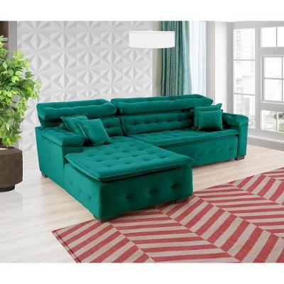 Sofá Orlando 2.20x1.90m Com Chaise, Retrátil E Reclinável - Verde