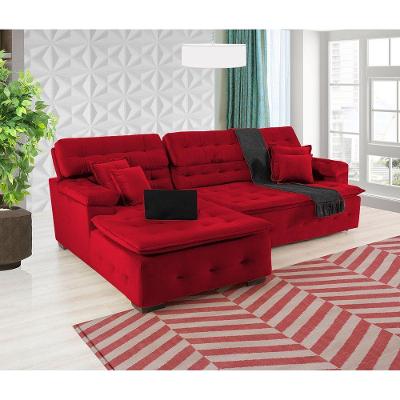 Sofá Orlando 2.20x1.90m Com Chaise, Retrátil E Reclinável - Vermelho