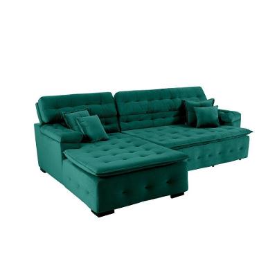 Sofá Orlando 2.20x2.10m Com Chaise, Retrátil E Reclinável - Verde