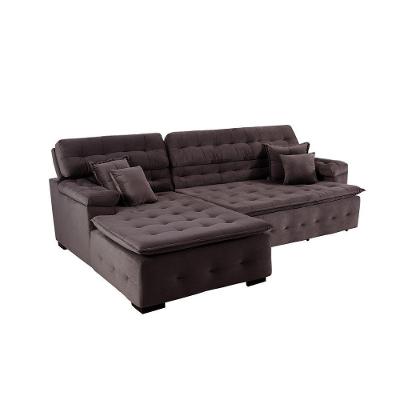 Sofá Orlando 2.20x1.50m Com Chaise, Retrátil E Reclinável - Marrom
